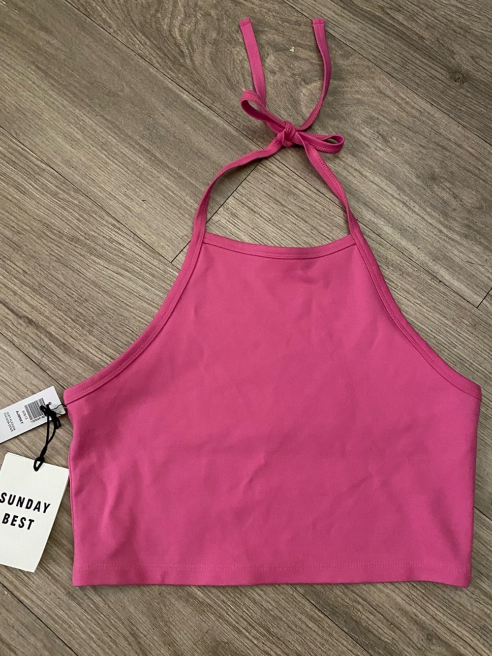 Aritzia Sunday Best Soft Fuchsia Aubrey Halter Crop Top